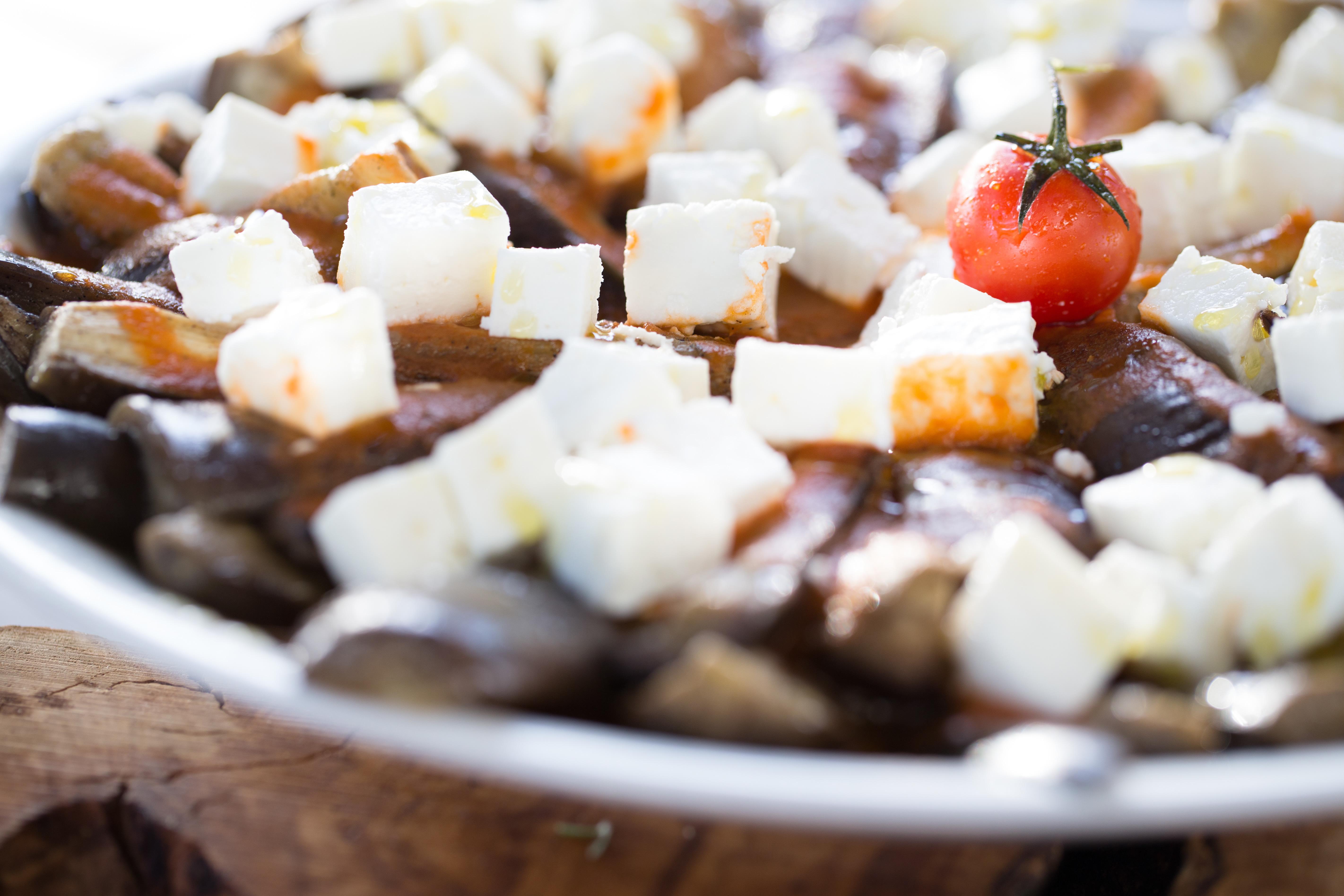 Almyra Hotel Paphos Exterior photo Aubergine, feta cheese and tomato salad